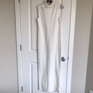 DKNY White Sleeveless Turtleneck Dress